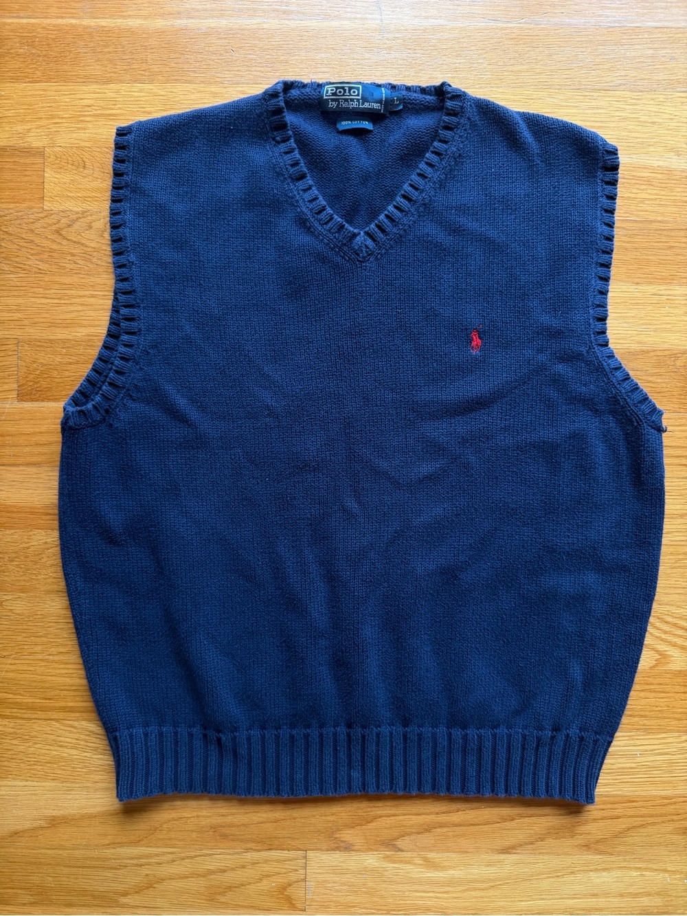 Vintage Men's Polo Ralph Lauren Navy V-Neck Sweater Vest – Size Large